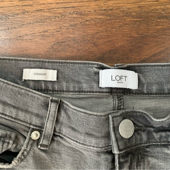 Loft Black Wash Distressed Raw Hem Straight Jean - Picture 3 of 7